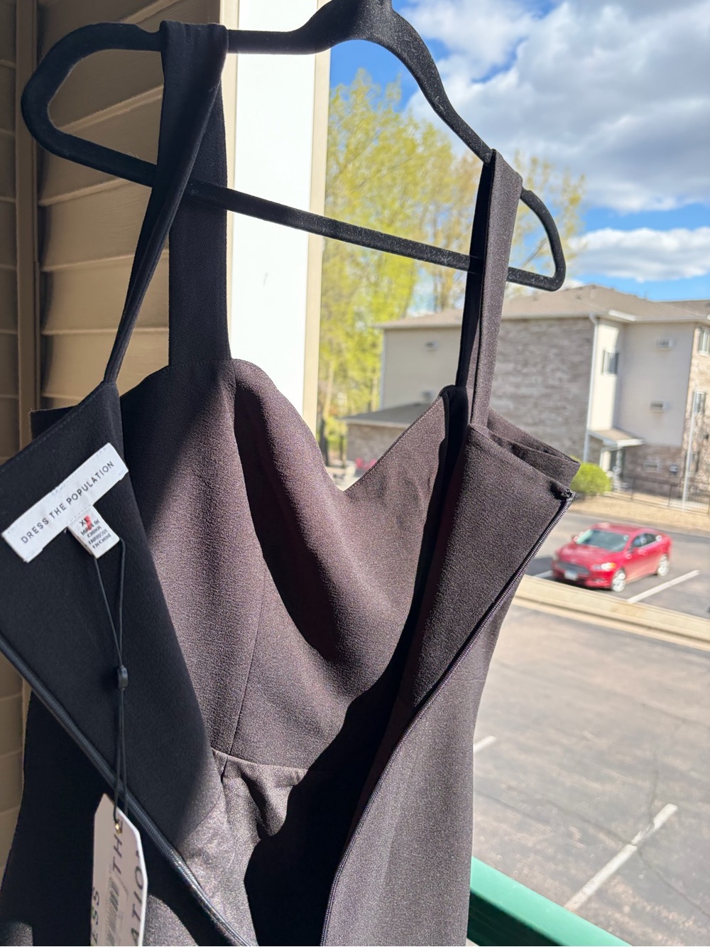 🆕🖤Dress The Population Black Bodycon Midi Dress XL Cocktail Evening Elegant - Picture 12 of 16